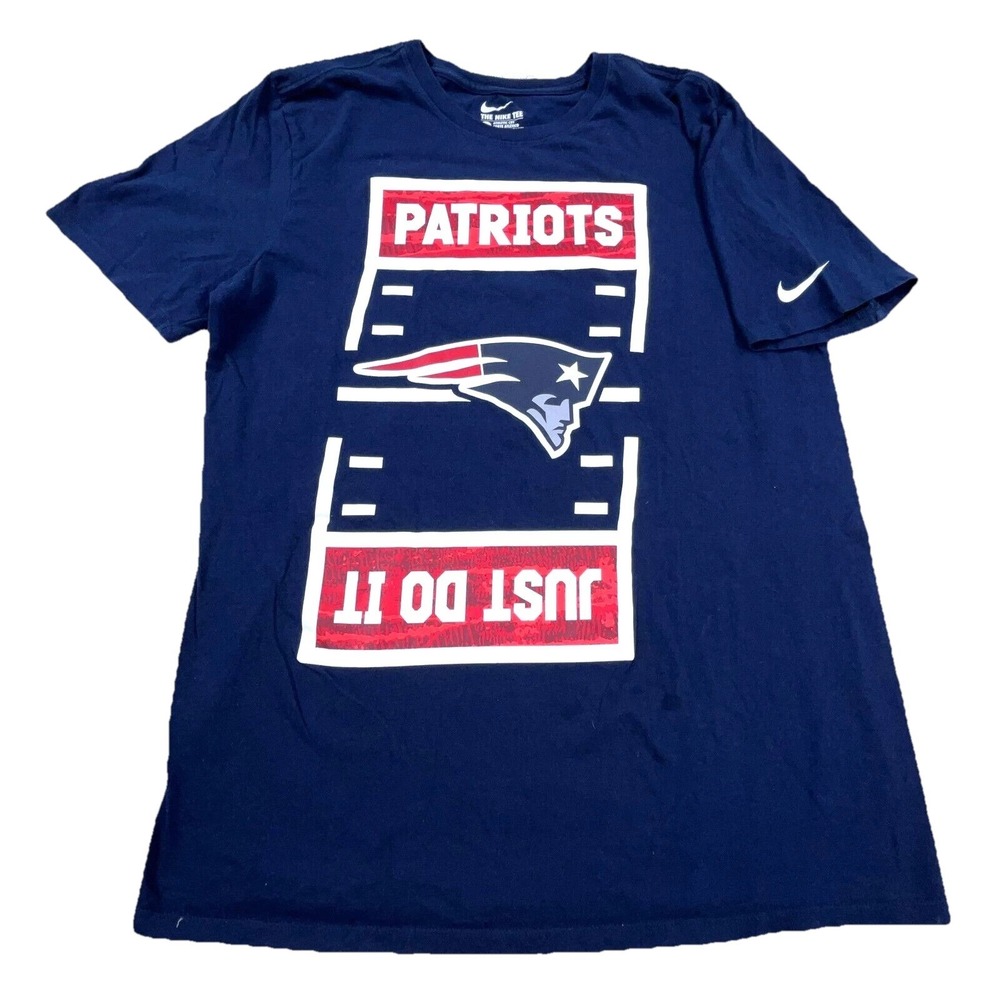 New England Patriots Shirt Men Large Blue Nike Athletic Cut Tee T NFL Football *